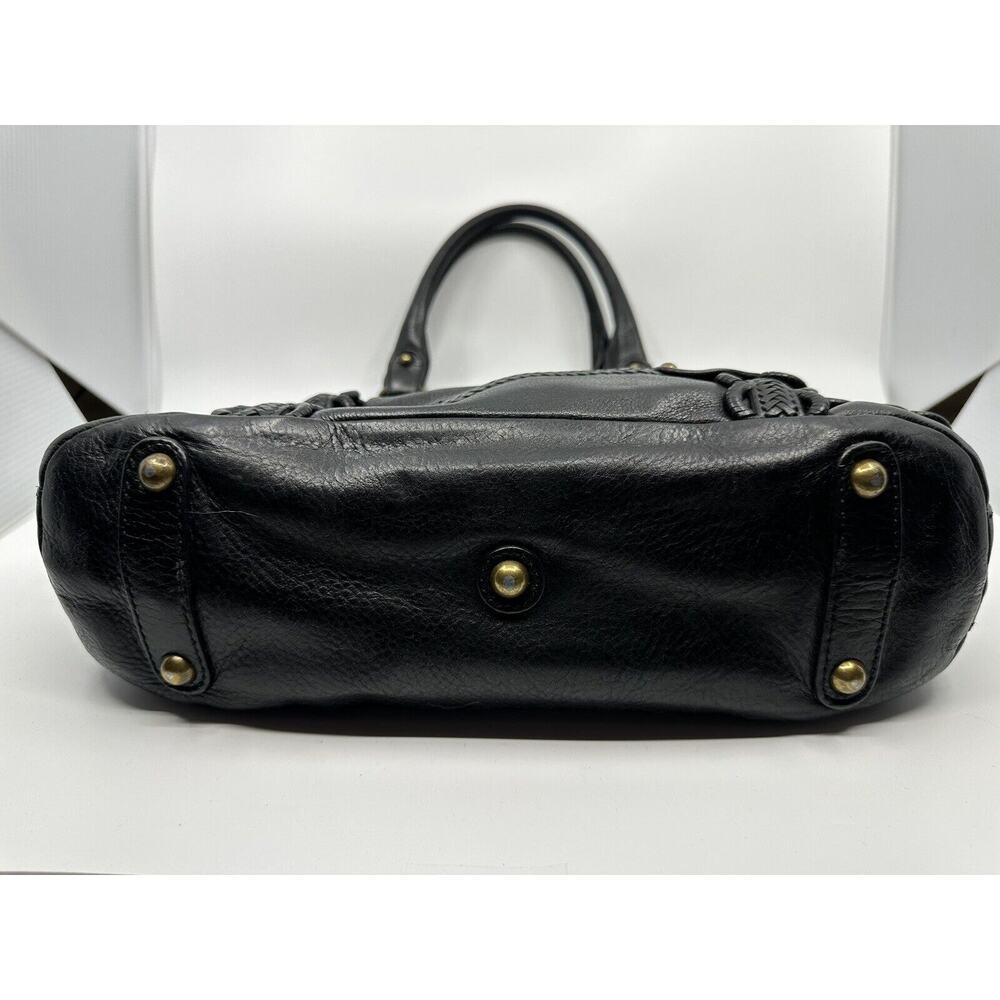 Rare Lockheart Vintage Handbag - Ruffle Braided Black Leather With Brass Bag - Picture 5 of 8